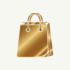 Shiny Golden Shopping Bag Icon for Premium Retail and Ecommerce Design