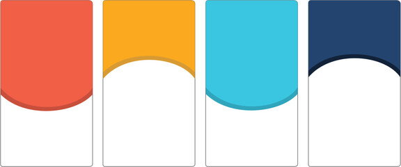 Colorful vertical banner set flat vector design with rounded corners isolated on white background