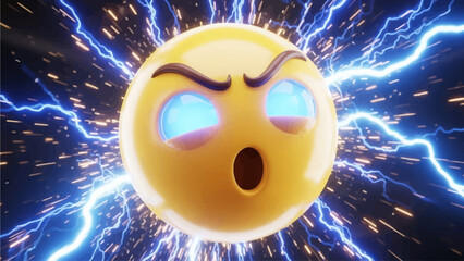 3D Surprised Emoji + Lightning / Energy