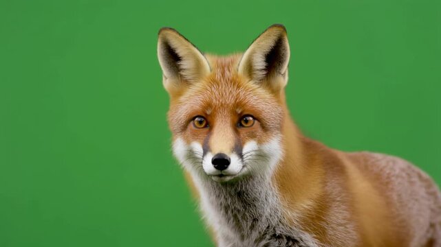 Fox on Green Screen Chroma Key Wildlife Stock Video