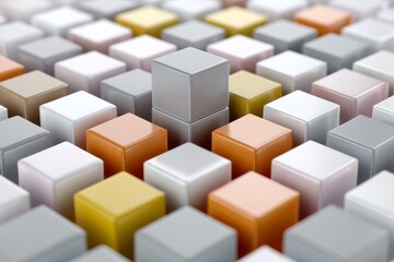 Obraz premium Colorful mosaic of geometric cubes forming a dense abstract pattern.