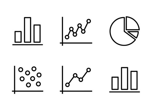 Bar Chart, Line Chart, Pie Chart, Scatter Plot, Area Chart, Histogram &mdash; Minimal Bold Line Icon Set