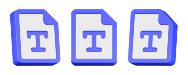 3d rendering icon text blue color