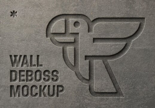 Debossed Stone Wall Logo Mockup
