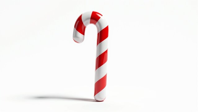 Festive holiday candy cane decoration for Christmas marketing campaigns with copy space for text on white background, perfect for advertising and branding materials