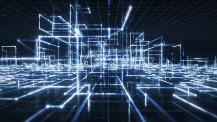 Abstract digital city grid simulation. Futuristic technology virtual network and data communication concept. - Powered by Adobe