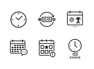 Clock Hands Timer Setting Holiday Calendar Meeting Schedule Important Event Minimal Bold Line Icons 576710.ai