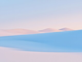 Pastel landscape with soft dunes and serene sky creating a calming and dreamy scene