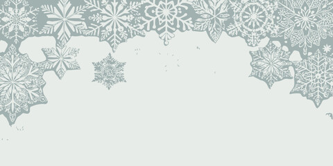 Christmas elegant winter design featuring an array of intricately detailed snowflake patterns above