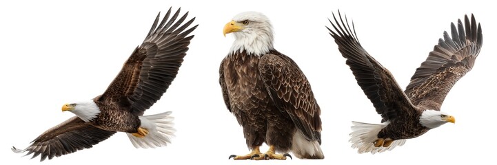 Obraz premium Set of Eagle Isolated on Transparent Background. PNG