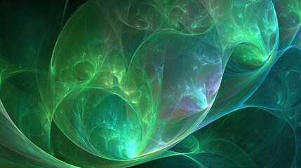Abstract Glowing Green And Teal Fractal Design