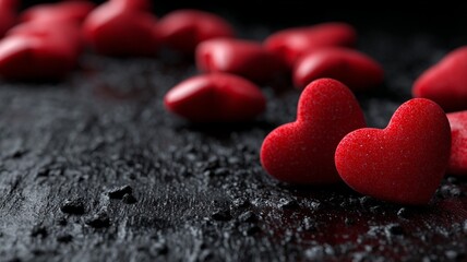 Red Hearts on Dark Surface: Valentine Love and Romance