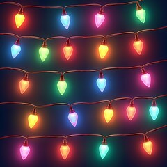 Vibrant festive string lights arranged in a dazzling luminous pattern, creating a joyful seamless background for holiday celebrations, seasonal designs, and cheerful decorative elements