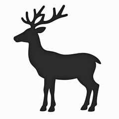 Obraz premium Majestic reindeer silhouette standing proudly with impressive antlers on white background for Christmas marketing campaigns, corporate branding, and holiday advertising