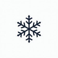 A minimalist and abstract representation of a dark blue snowflake icon against a clean white background, evoking winter, cold, and the festive spirit of the holiday season