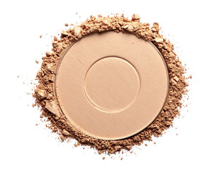 Compact powder circle & surrounding dust, tan