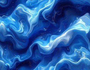 Obraz premium Abstract blue and white swirling liquid shapes, textured surface