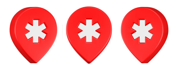 3d rendering icon point asterisk red button