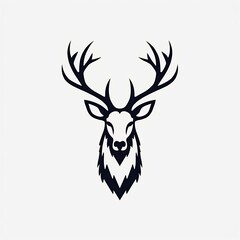 Elegant Line Art Illustration of a Majestic Stag's Head with Intricate Antlers, Symbolizing Nature's Grandeur and Wild Spirit, Perfect for Rustic and Outdoorsy Branding