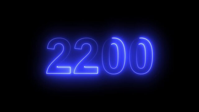 2200 Glowing Neon Line Text Animation, Powerful Abstract Neon Number Design in Stunning 4K Highlighting the Iconic and Important Year important date 2200.