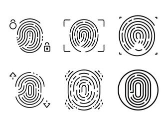 Collection of fingerprint icons representing security, identification, and personal authentication