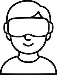 Person wearing virtual reality headset outline illustration for stock images