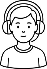 Person with headphones line art illustration for creative projects