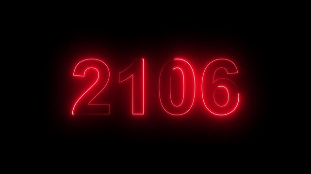 2106 Glowing Neon Line Text Animation, Powerful Abstract Neon Number Design in Stunning 4K Highlighting the Iconic and Important Year important date 2106.