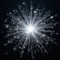 Abstract starburst explosion of light and particles against a dark background, evoking a sense of cosmic energy and wonder, perfect for digital art and science themes