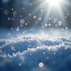 Capturing the enchanting beauty of a serene winter landscape, bathed in the soft glow of sunlight, with delicate snow particles dancing in the air, creating a magical, tranquil atmosphere