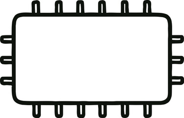 Simple outline drawing of a computer chip or integrated circuit