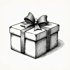 Elegant Illustration of a Gift Box with a Bow A Classic Christmas Present, Perfect for Festive Celebrations, Representing Generosity, and Festive Holiday Season