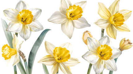 Obraz premium Spring Awakening: Crisp Watercolor Daffodils