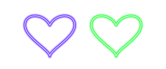 Vibrant Neon Heart Duo on Transparent Background for Creative Designs
