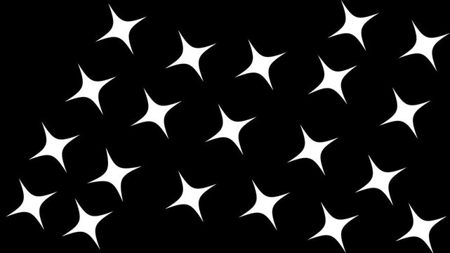 Twinkle light glitter stars, starry sky ,looping animation,flat,vector,doodles style stars blinking,The sparkling effects or magical appearance 4k animation on black screen background.4K