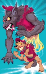 Fototapete Kinderzimmer The Transformation of a Werewolf. Vector cartoon horror illustration.  © ddraw