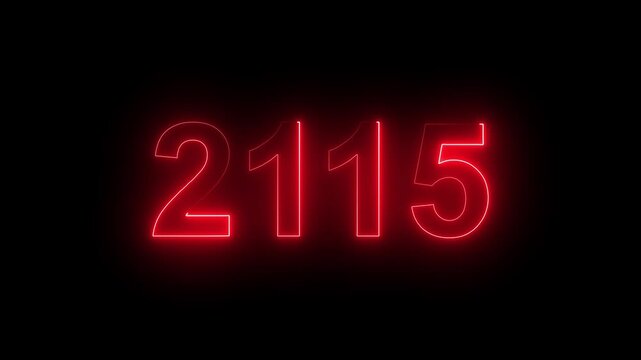 2115 Glowing Neon Line Text Animation, Powerful Abstract Neon Number Design in Stunning 4K Highlighting the Iconic and Important Year important date 2115.