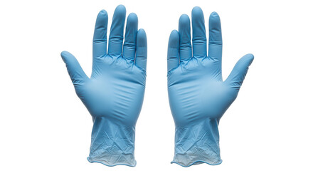 Pair Of Blue Medical Gloves Palms Open On Black Background