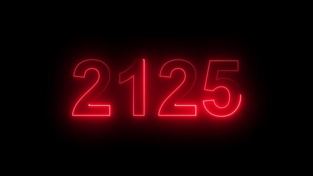 2125 Glowing Neon Line Text Animation, Powerful Abstract Neon Number Design in Stunning 4K Highlighting the Iconic and Important Year important date 2125.