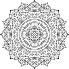 Symmetrical black and white mandala art for mindfulness and calm