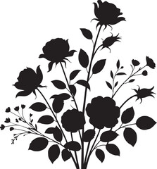 Elegant floral rose bouquet silhouette graphic design element