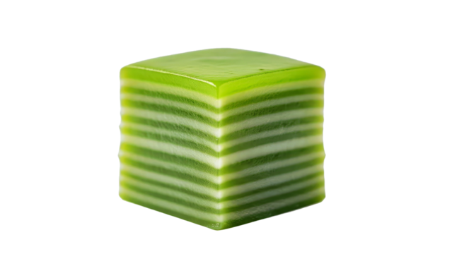 Green Layered Dessert Cube - Smooth, Translucent, Sliced Jello