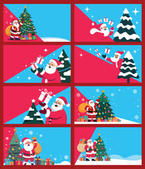 Fototapeta premium Christmas Sale Banner with Santa, Gifts, and Trees