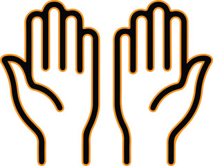 Open hands praying or asking for help icon