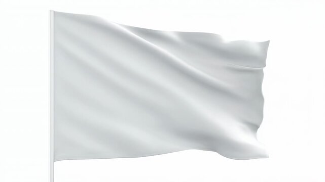 White flag waving pole breeze with soft fabric texture and subtle folds conveying peaceful surrender and calm hope, textile fold wave pole gentle