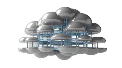 Captivating modern 3D abstract structure showcasing interconnected glossy spheres