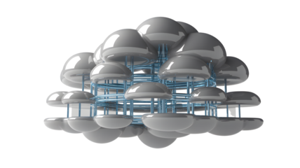 Captivating modern 3D abstract structure showcasing interconnected glossy spheres