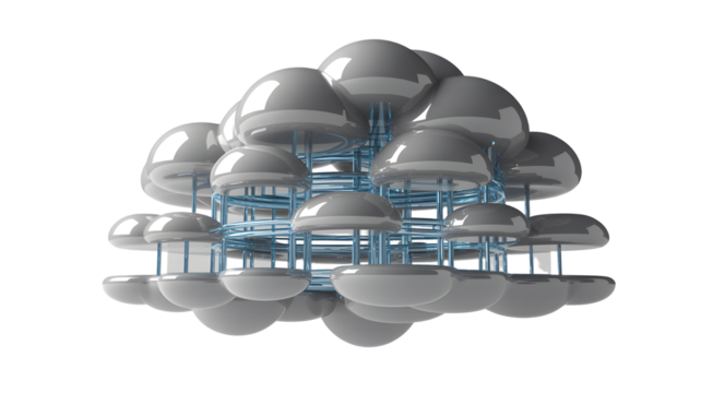 Captivating modern 3D abstract structure showcasing interconnected glossy spheres