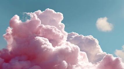 Pink cumulus cloudscape blue sky with soft sunlight dreamy fluffy cloud cotton candy pink cumulus cloudscape airy romantic atmosphere evoking dreamy - Powered by Adobe