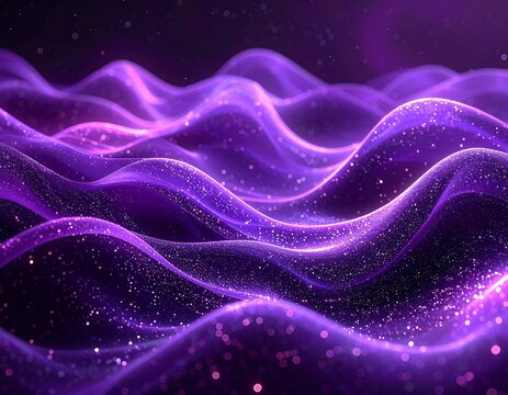 Abstract, glowing, wavy, purple shapes with bokeh effect - Powered by Adobe